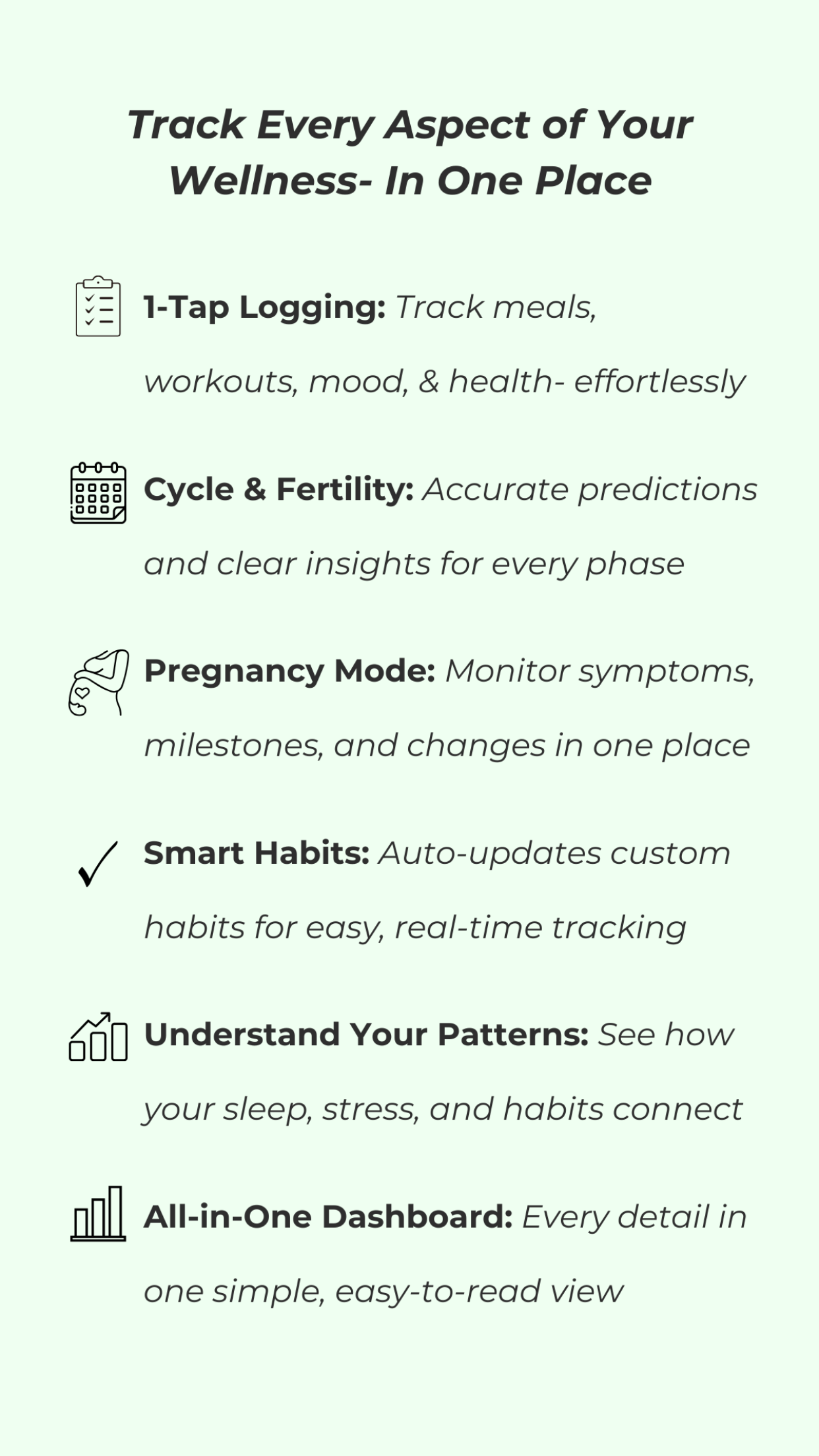 All-in-one women's wellness app - Track your health metrics easily